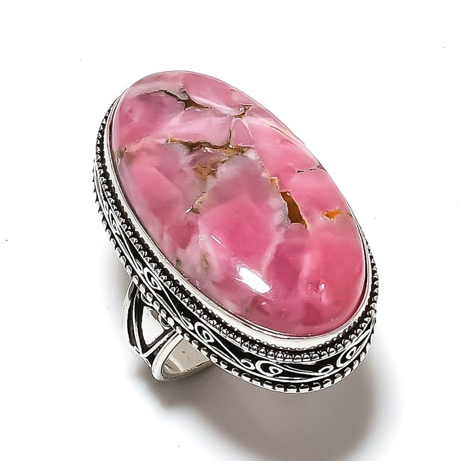 Rhodochrosite gemstone 925 Sterling Silver Jewelry Ring Size 9.5