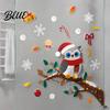 Christmas Owl Window Decals Cute Sticker Snowy Branch Candy Glass Decal Waterproof Decorative Stickers for Doors Xmas Decor Holiday Home Store Front
