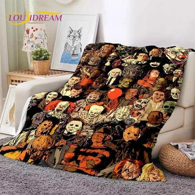 Horror Movie Chucky Pennywise Halloween Saw Character Blanket,Soft Throw Blanket for Home Bedroom Bed Sofa Picnic Travel Cover