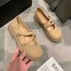2025 New Single Shoes, Women's Shoes, Thick Heels, Flat Soles, Shallow Mouths, Round Toes, Small Leather Shoes, Student Shoes, Single Shoes