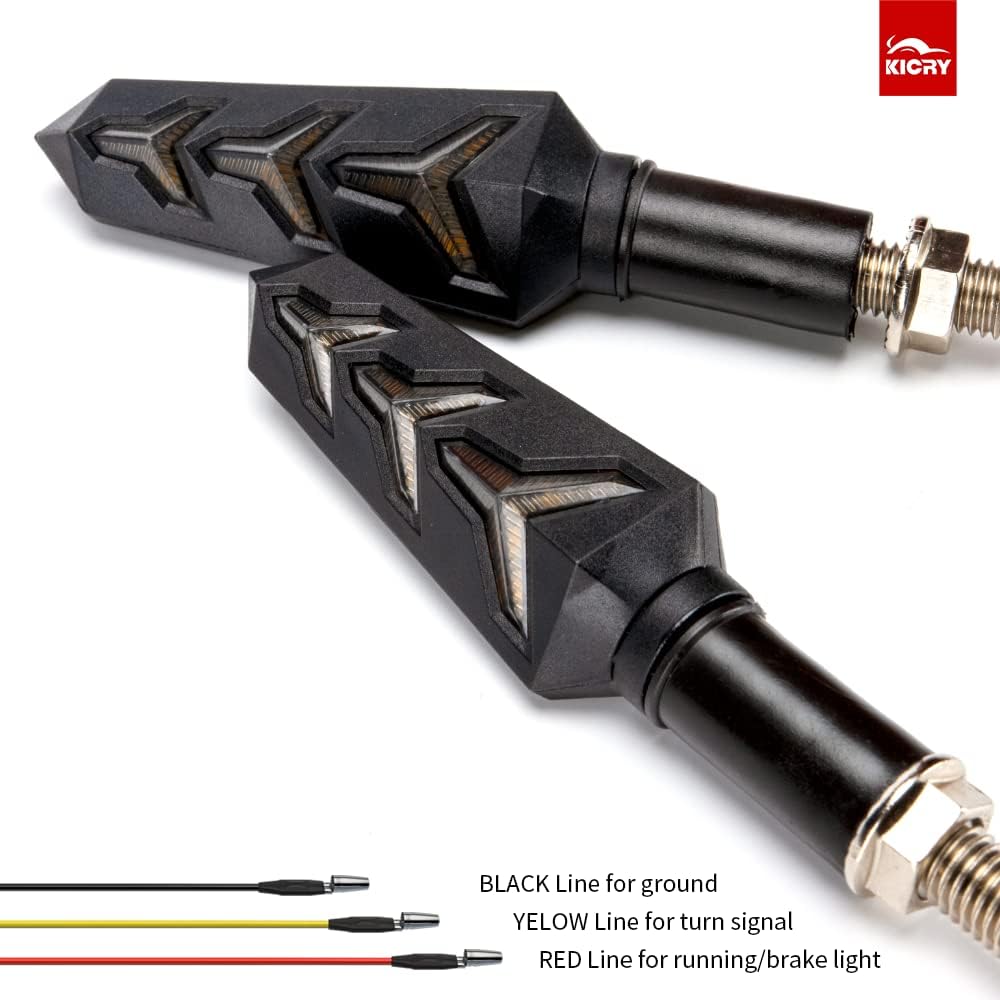 Sequential Turn Signal Motorcycle Blinkers LED Front Rear Flowing Indicators Daytime Running Light Universal Compatible with Harley Honda Kawasaki