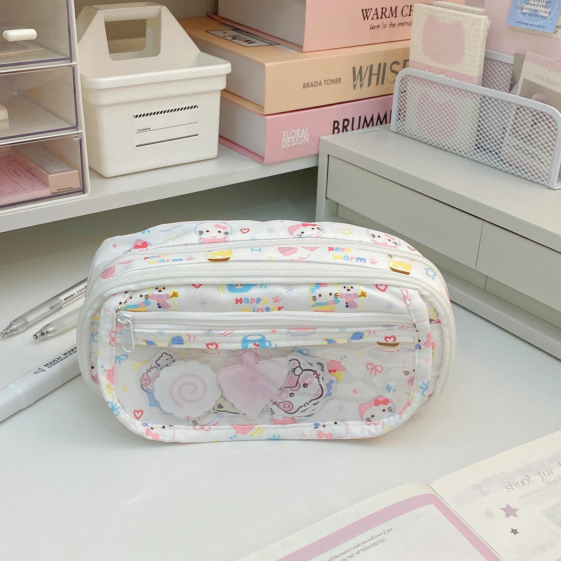 

Милый пенал-сумка с болью для девочки, сердечко, высокая ценность, большая вместимость, многослойный пенал, сумка для хранения карандашей, студент