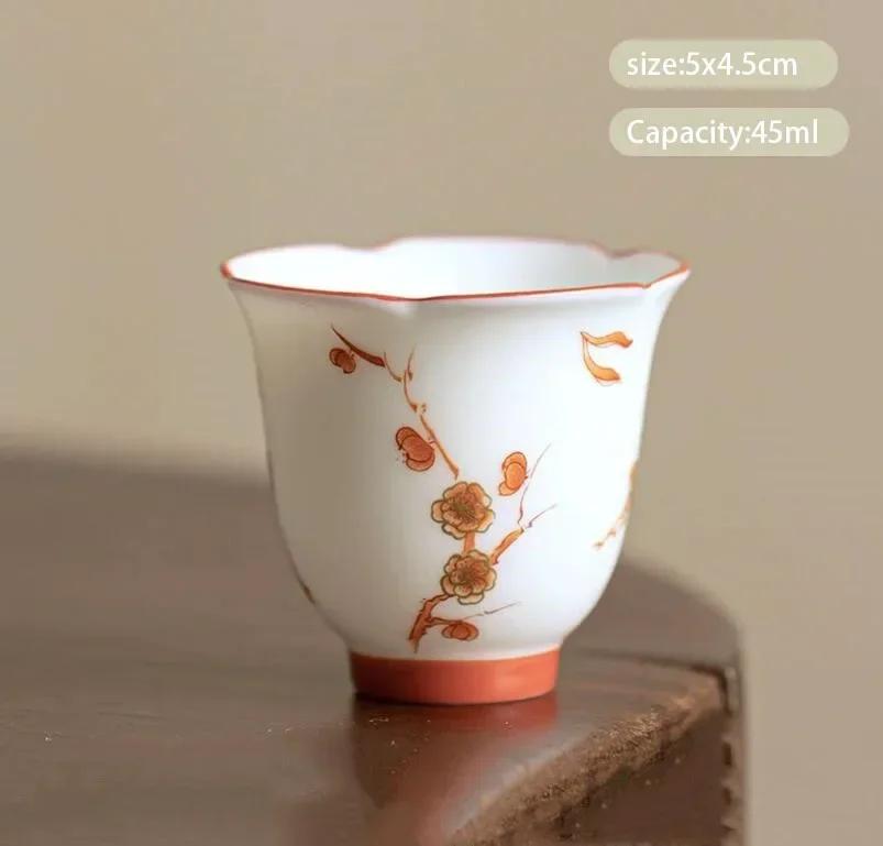 

1 шт. Китайська керамічна чашка для чаю Майстер ручної роботи Замшева Нефритово-біла порцелянова чашка для чаю з ручним розписом Птах Побутовий чайний сервіз 5x4.5cm 45ml