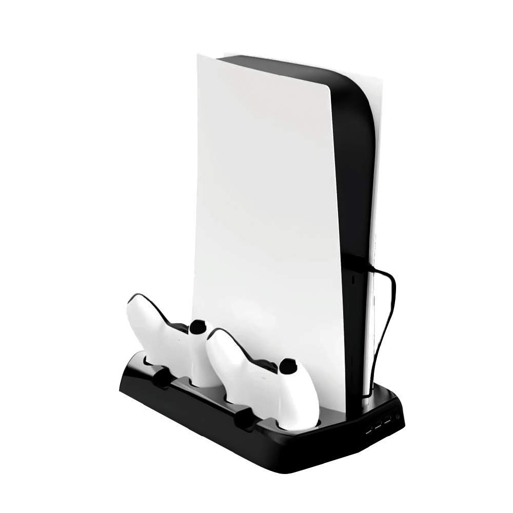 Alone PS5 Edition Stand with Cooling Charges 2 USB Bus Made in Black Standard/Digital Multi-Charging Fan, Controllers, 3-Port Hub, Powered, Japan,