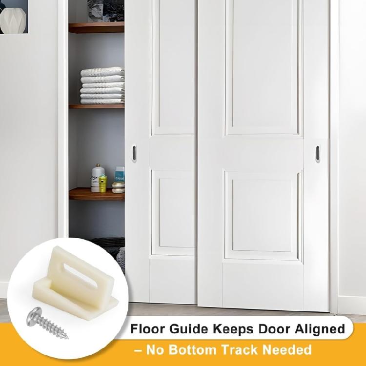 AntiScratch Plastic Pocket Door Bottom Guides Smooth Sliding For Carpeted Floor Jamb Mounted Slotted Hole Design