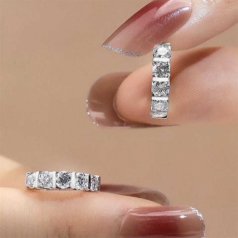 Simple Moissanite Diamond Hoop Earring 100% Real 925 Silver Party Wedding Earrings for Women Engagement Jewelry Gift