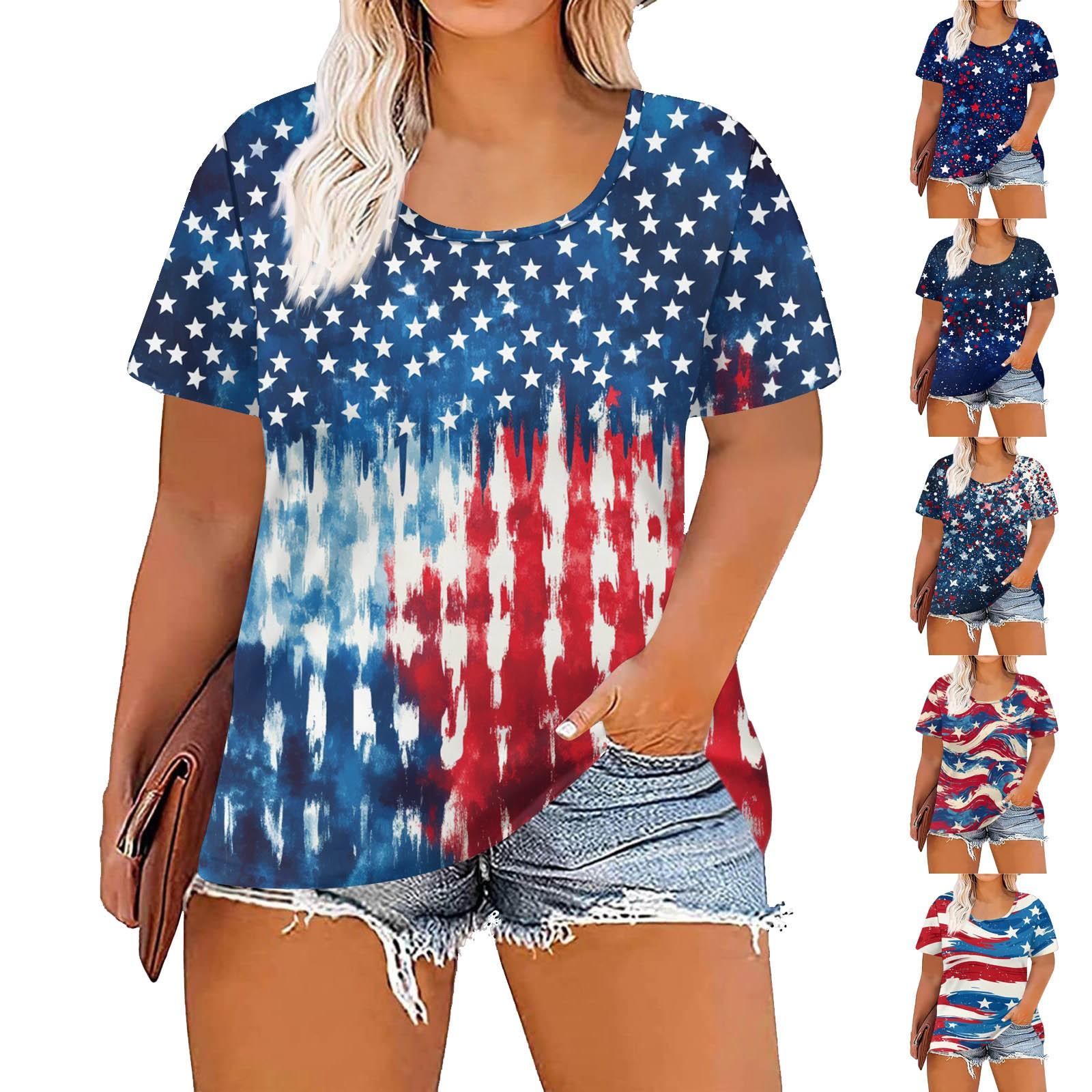 

Women s Fashion Casual Summer Plus Size Print Tops XXL