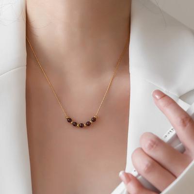 Collier de perles en acier inoxydable 316L, Zircon naturel, grenat Lapis Lazuli, chaîne de clavicule pour femmes, Simple, Style froid, petit