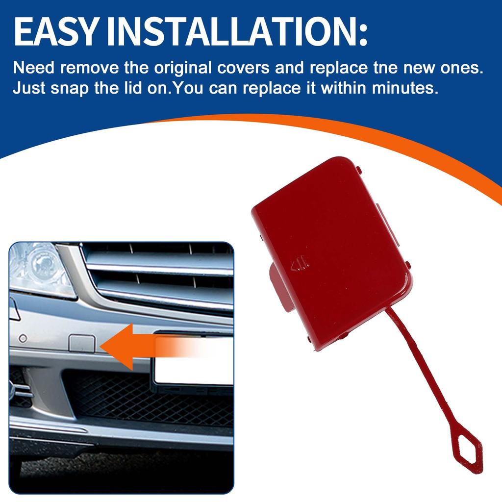 ACROPIX Bright Red Front Right Passenger Car Bumper Toe Hook Cover for W204 Sport 1 Piece Mercedes/Benz C-Class 2008-2011 (A2048850126) -