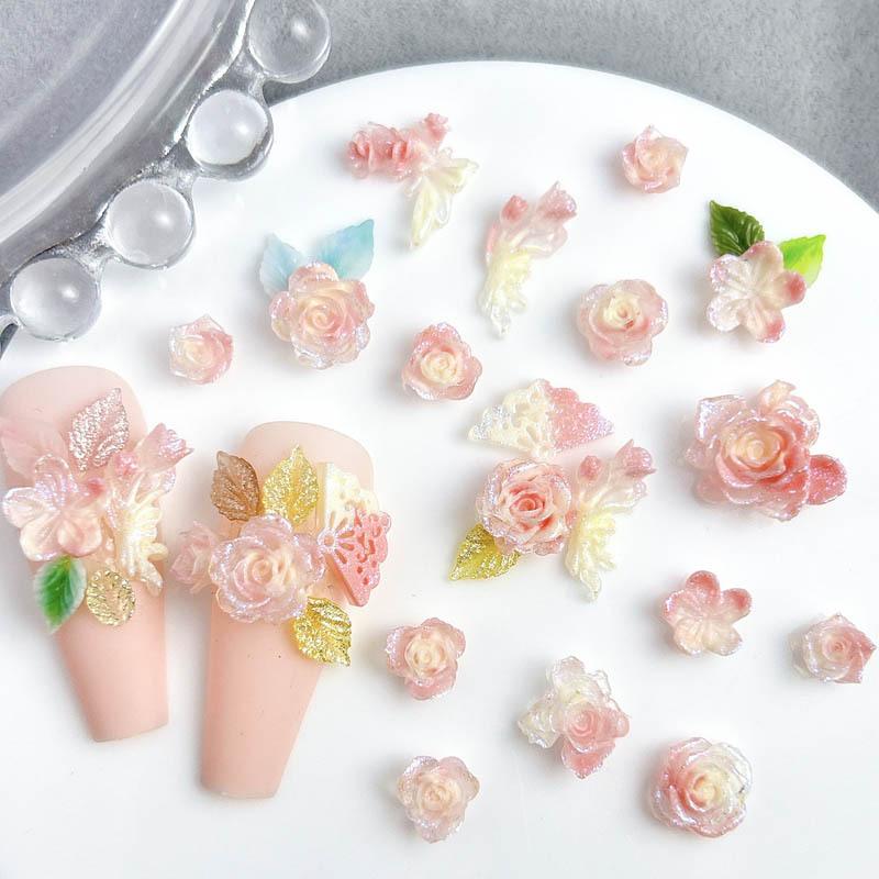 Hot-Selling Floral Color Nail Art Kit Luminous Resin Spring Fresh Nail Art Accessories