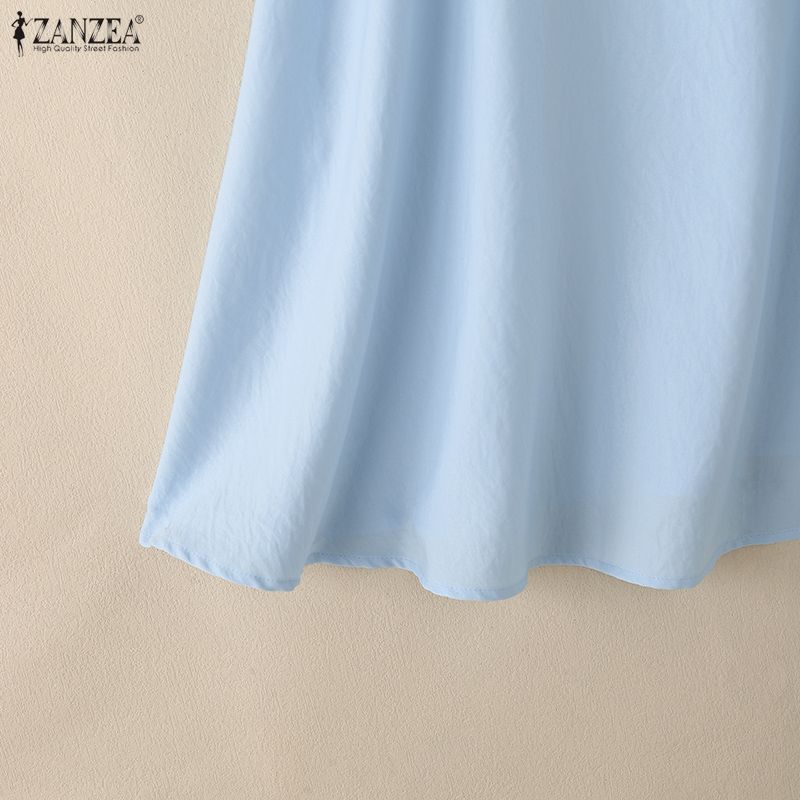 ZANZEA Abito estivo casual senza maniche con scollo rotondo da donna