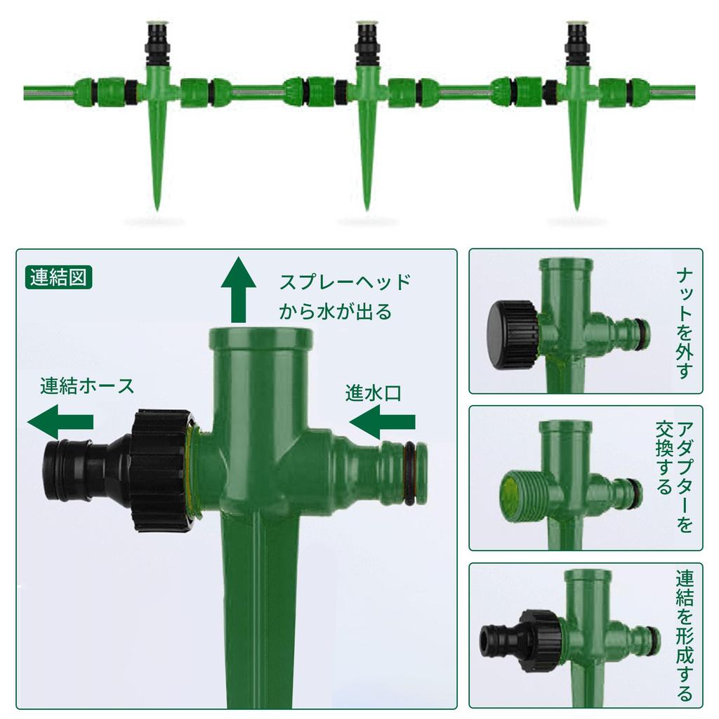 ATHULYA Spridarset med justerbar spray Spridare Bred Inkluderar Trädgård Trädgårdsbevattning Bevattningsverktyg 10m Trädgårdsspikar,