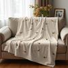 Thin Outline Cow Spot Anime Cartoon Flannel Blanket Soft Warm Throw for Bedroom Sofa Car Kids Holiday Gift