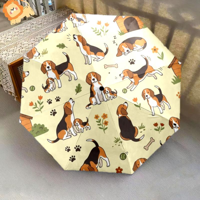 1 PC Automatic Folding Umbrella - Cute Dog Pattern, Portable & Foldable Design with 8 Ribs, Christmas Birthday Gifts