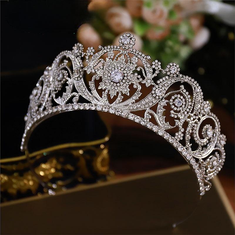 Feishiluo Luxurious Crystal Queen Crown Bridal Tiara Hair Accessory Rhinestone Princess Wedding Headband серебряный