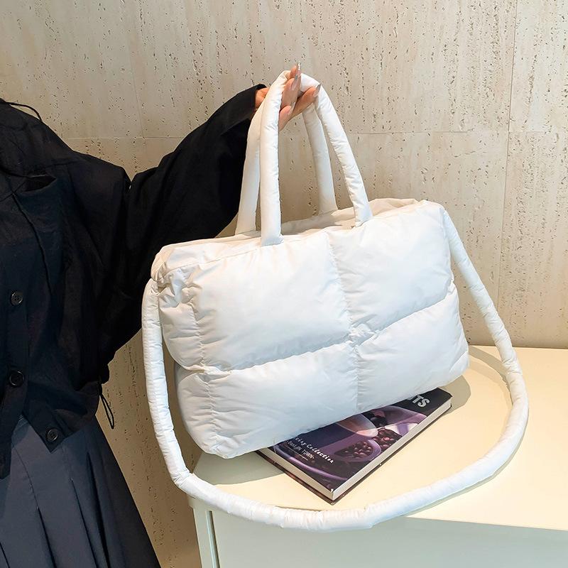 Niche Design Cotton Clothing One-shoulder Tote Bag  New Summer Embroidered Thread Square Cotton Carrying Underarm Pillow Bag