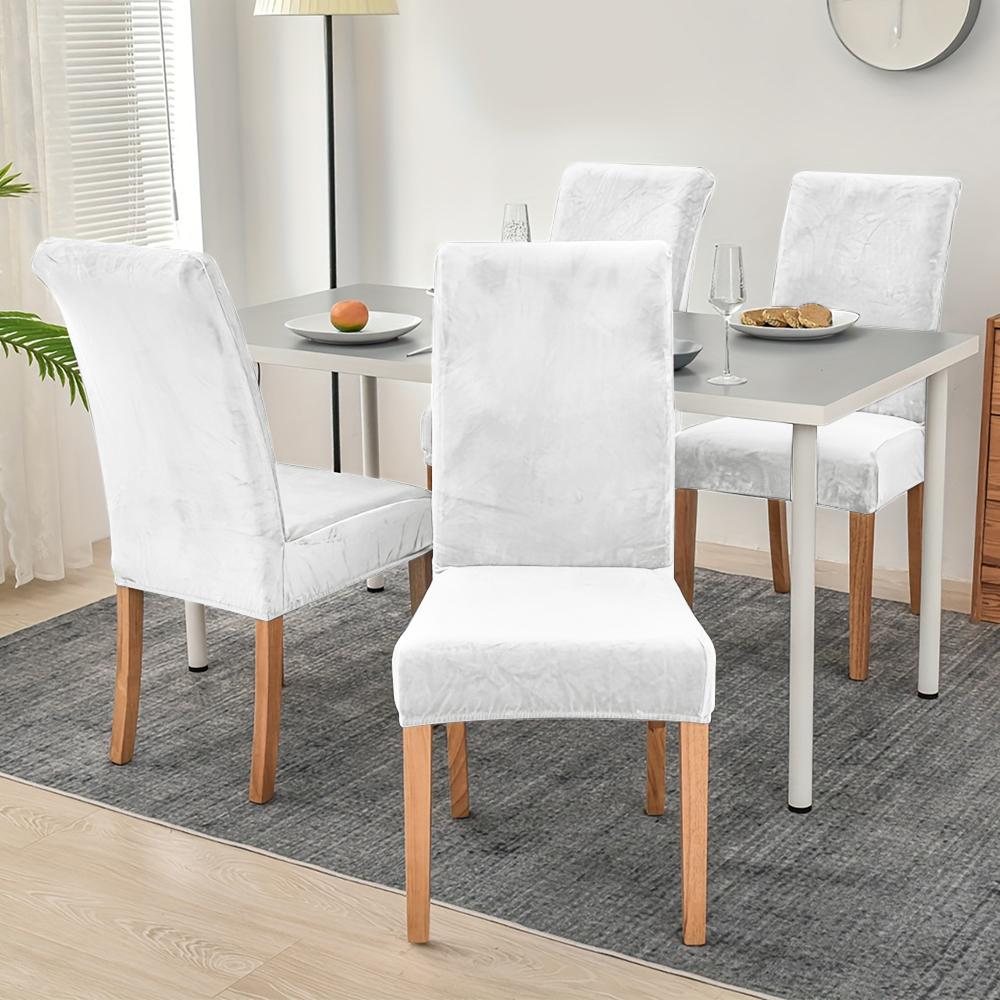 1/4pcs Velvet Chair Covers Dining Room Elastic Soft Seat Cover Solid Color Dustproof Furniture Protector Restaurant Banquet Home