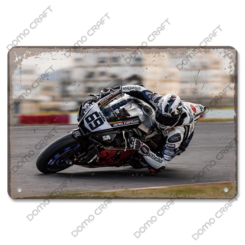 Motorcycle Racing Poster Vintage Metal Plate Racer Athlete Metal Tin Signs Retro Wall Decor Club Pub Bar Man Cave