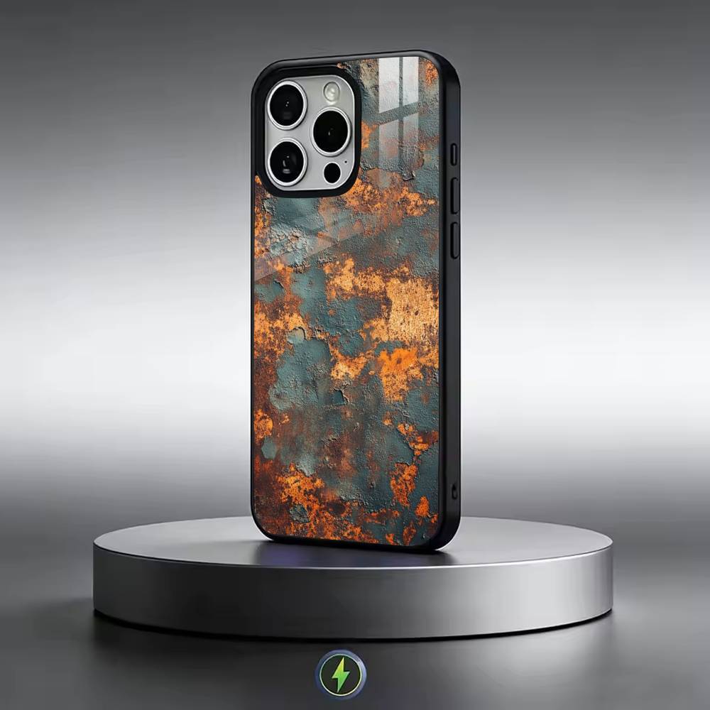 Retro Rost D-Design Handyhülle für iPhone 17, 16, 15, 14, 13, 12, 11 Plus, Pro Magnetisch mit Magsafe Kabelloses Laden