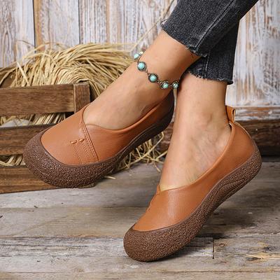 Neue Damen-Retro-Low-Top-Einzelschuhe mit dicker Sohle in Übergröße, flache Slipper