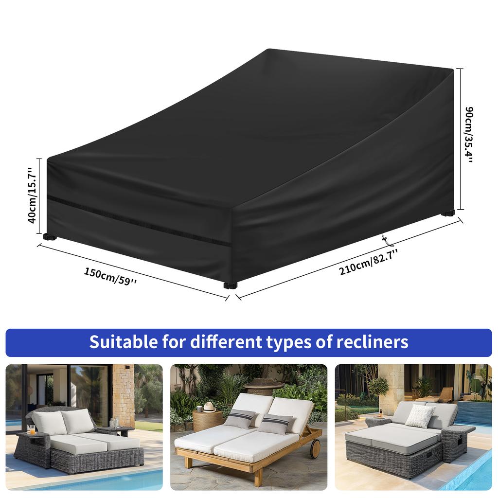 Garden Lounge Covers Waterproof Oxford Fabric Windproof Anti-UV Outdoor Sun Lounger Cover Durable Patio Furniture Protector