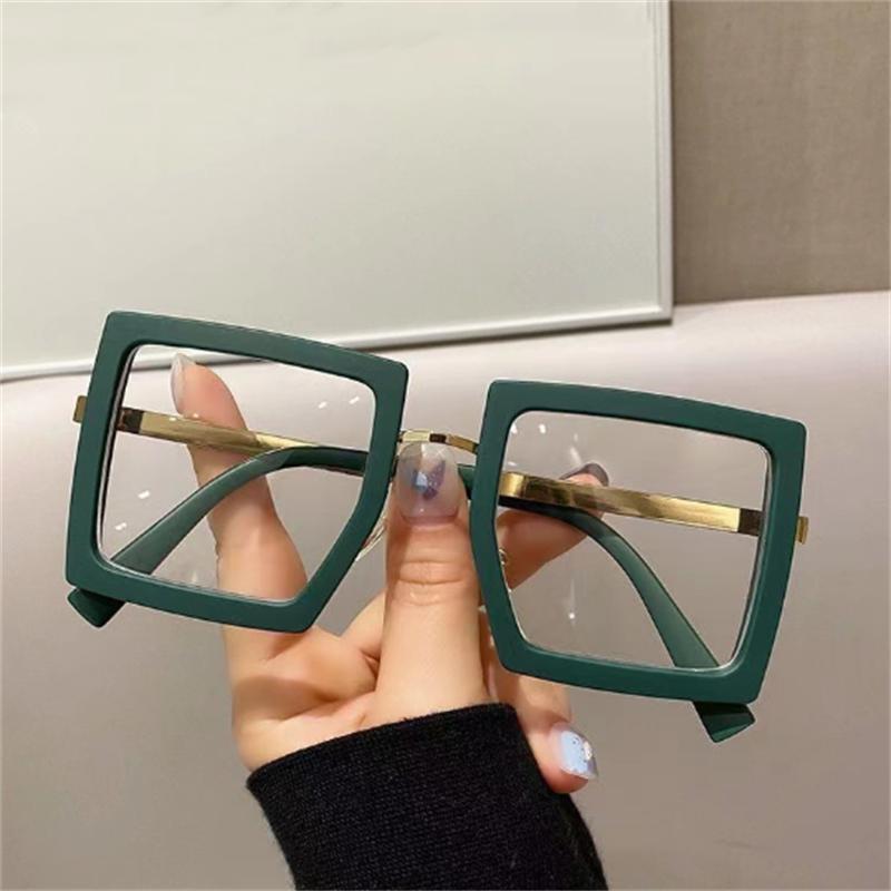 Large Frame Women Anti-blue Light Glasses Thick Frame Transparent Shades Oversize Computer Eyepiece  New In
