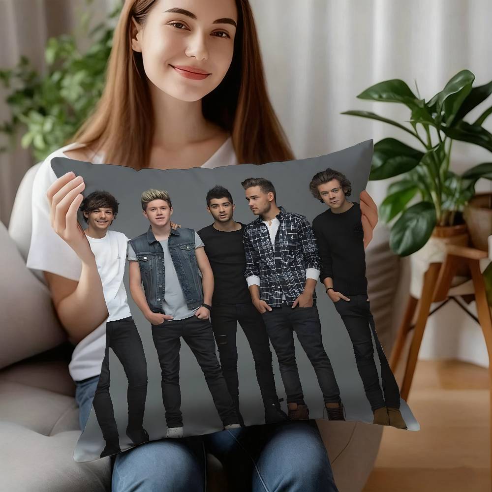 O-one Band DirectionS Music Pillow Case Plush Fabric Soft Pillowcase Double Sided Print Cushion Cover Household Gifts 12x12Inch