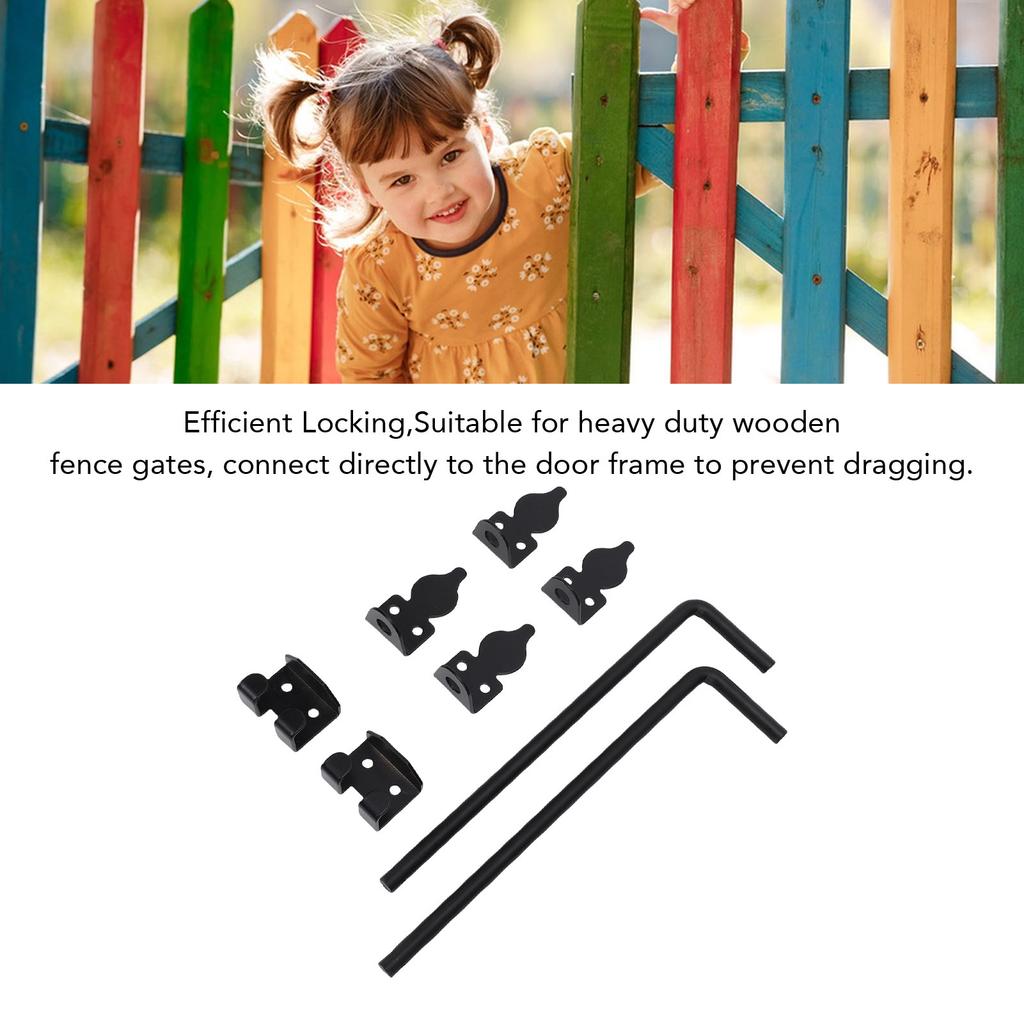 2Pcs Heavy Duty Cane Bolt Gate Drop Rod Efficient Locking Weather Proof Steel Gate Bolt Hardware for Wooden Fence