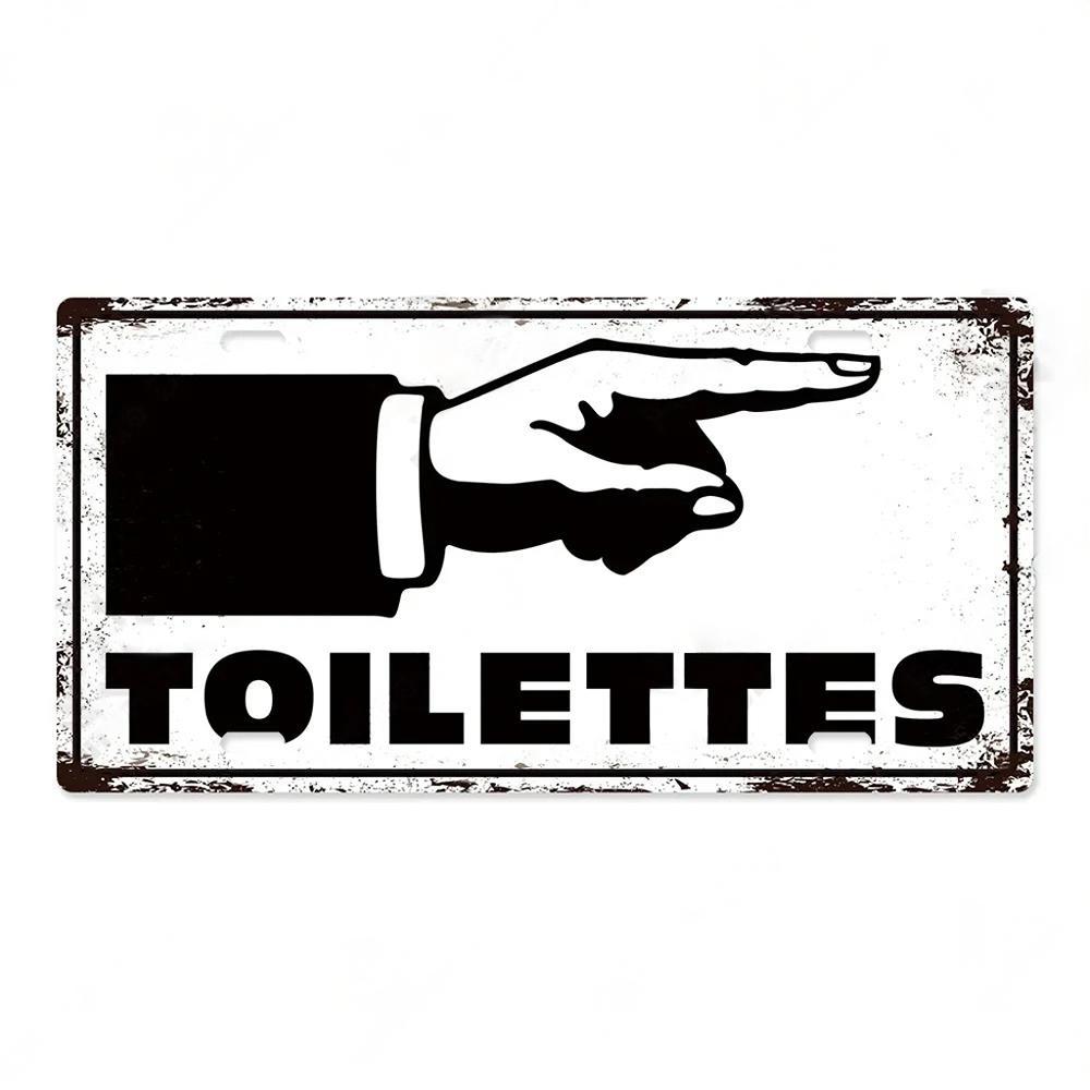 Restroom Metal Signs Wall Decor Plaque Metal Vintage License Plate for Home Bar Club Toilet Bathroom Restroom