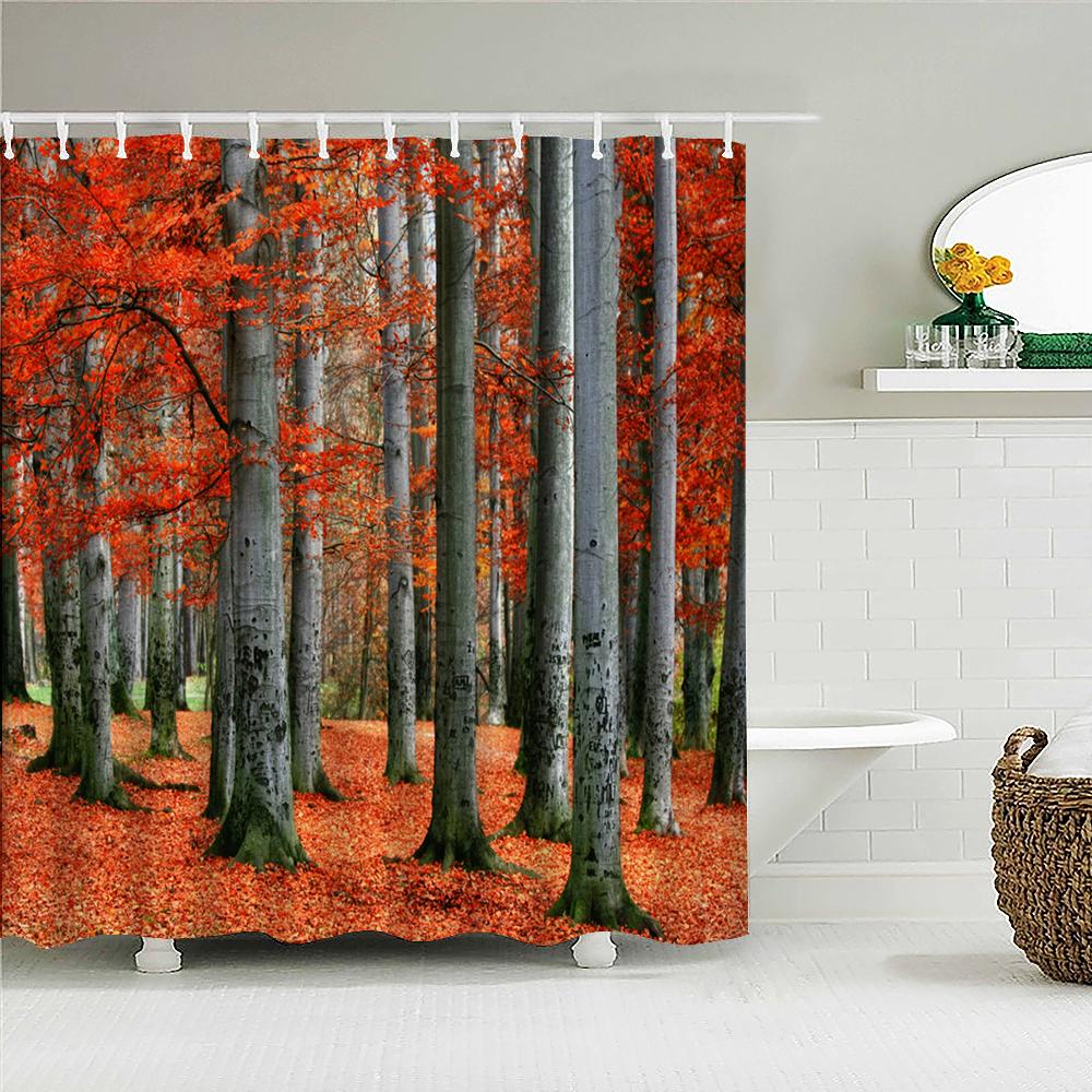 Hochwertiger Wald Natur Landschaft Stoff Duschvorhang Wasserdicht Bedruckt Badezimmer Vorhänge für Badezimmer Dekoration mit Haken