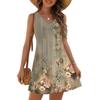 Women's Fashion Casual Summer Cuffless Bag V-neck Vintage Floral Print Dress Beach Sundress