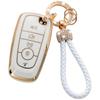 Gold-Rimmed Car Key Set with Diamond Ring Pendant Key Chain