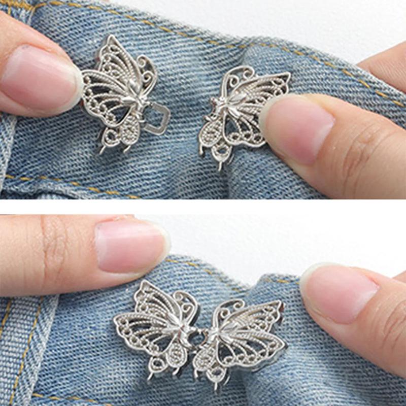 Adjustable Tightener Waist Buckle For Jeans No Sewing Required Butterfly Button Adjuster For Pants And Skirts Waist