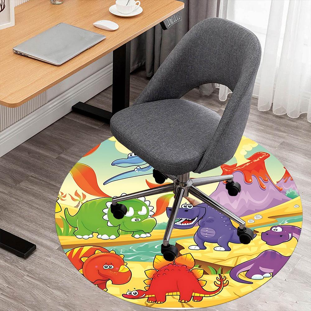 1pc dinosaur volcano Round Chair mat Area Rug - Non-Slip, Floor Mat for Office, Bedroom, and Indoor Decor c1125375