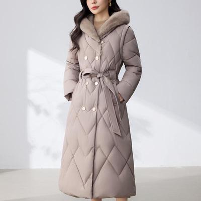 Ärmel Abnehmbar Mode Damen Parkas Winter Lange Mäntel Mit Gürtel Kapuze Dick Weibliche Jacken