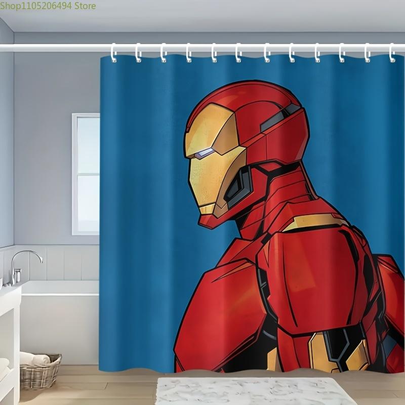 

1 шт. Шторка для душа Marvel Железный Человек - Водонепроницаемый Полиэстер, 12 Крючков в Комплекте, Дизайн Красной и Золотой Брони, Идеально для 90x180cm