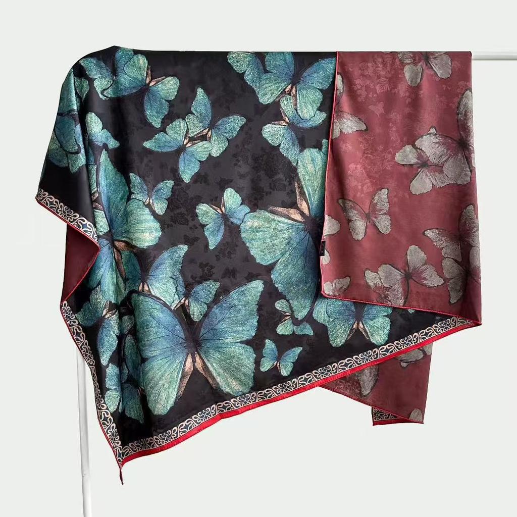 Xiangyun Yarn 140 * 140 Shawl Scarf Double-Sided Printed Pattern Silk Scarf National Style Series Product National Tide