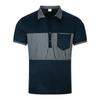 Neues lässiges Herren-POLO-Shirt Taschen Knöpfe lange Knopfleiste Kragen gestreift passende Farbe Naht T-Shirt Oberteile