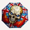 British Flag Stained Skull DecorUmbrella, Portable 3-Fold Compact Umbrella,Christmas Gift ES658