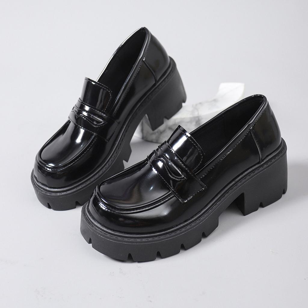 Spring new muffin large size British style women's thick-soled shallow mouth single shoes