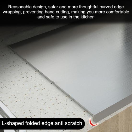 Tagliere in acciaio inox a doppia faccia, grande tagliere spesso e resistente per la preparazione di alimenti in cucina, ideale per carne, verdure e prodotti da forno.