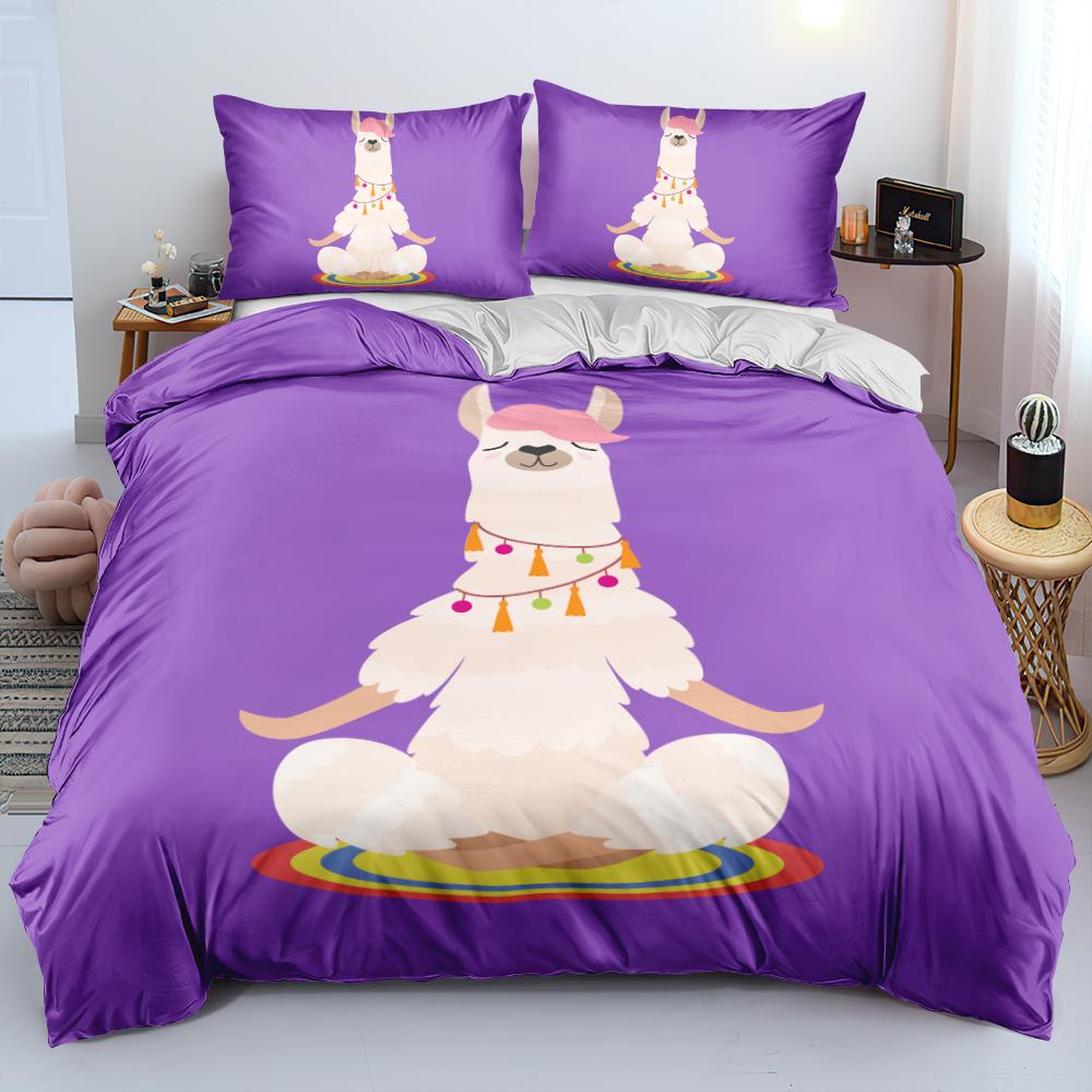 Alpaca Duvet Cover King Queen Size Kawaii Farm Animal Theme Bedding Set Kids Cartoon Llama Alpaca 2/3pcs Polyester Quilt Cover