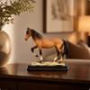 Horse Sculpture with Oval Base Lifelike Raised-Leg Decor Minimalist