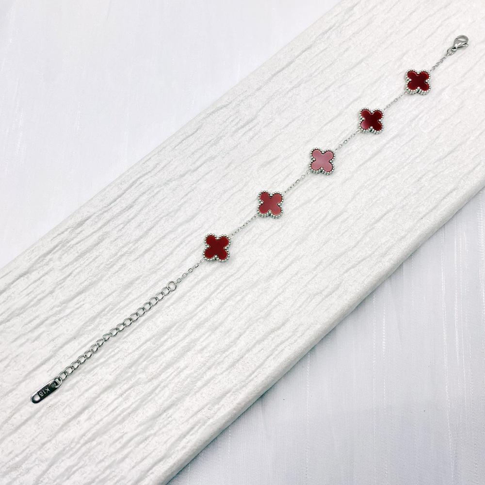13MM Four Leaf Flower Bracelet Titanium Steel Clover Double Sided Bracelet No Color Loss Ladies Bracelet