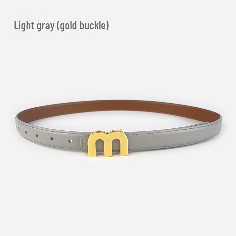 M Letter Genuine Leather Women's Belt - Versatile for Casual Pants, Skirts, and Jeans