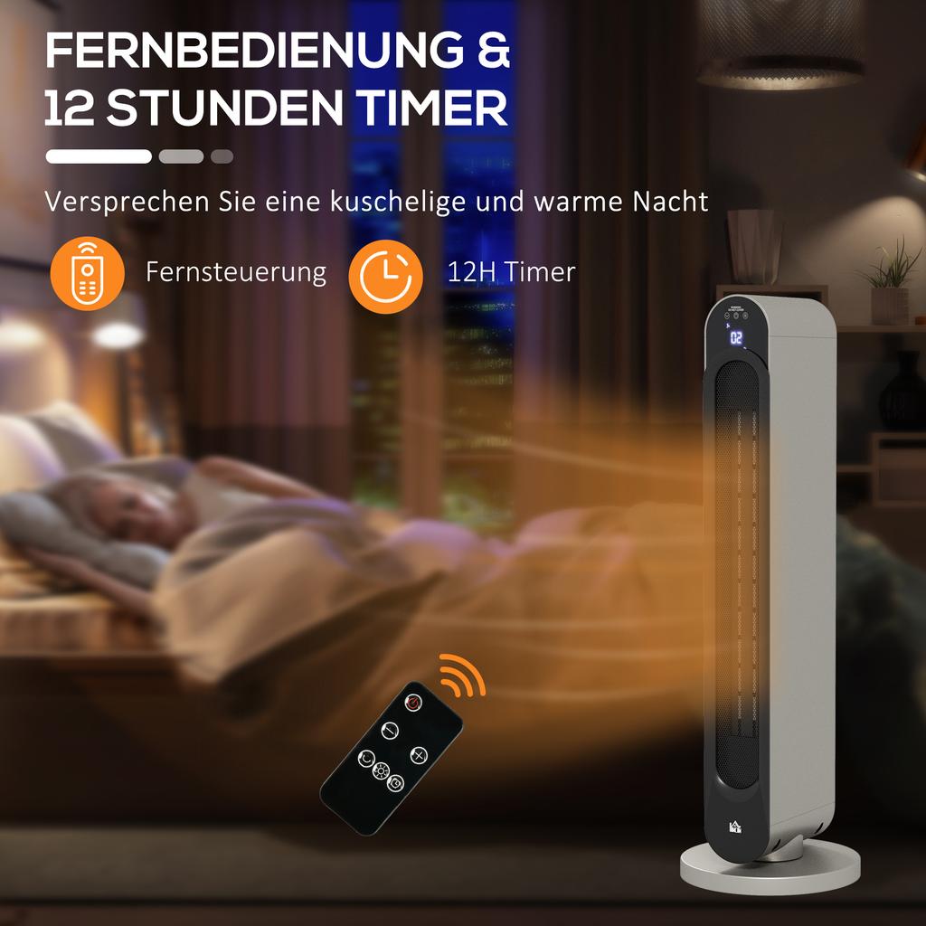 Electric Heater, 3 Modes, 12-Hour Timer, LED Display, Oscillation Function
