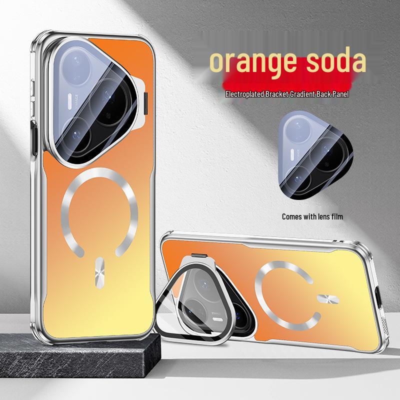 Applicable for Huawei Pura90Pro: Mate80 Gradient Electroplated Magnetic Lens Holder Full Coverage Protective Phone Case