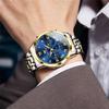Olevs wristwatch mens silver waterproof analog quartz watch metal band date large dial Roman numerals chronograph Moonwatch