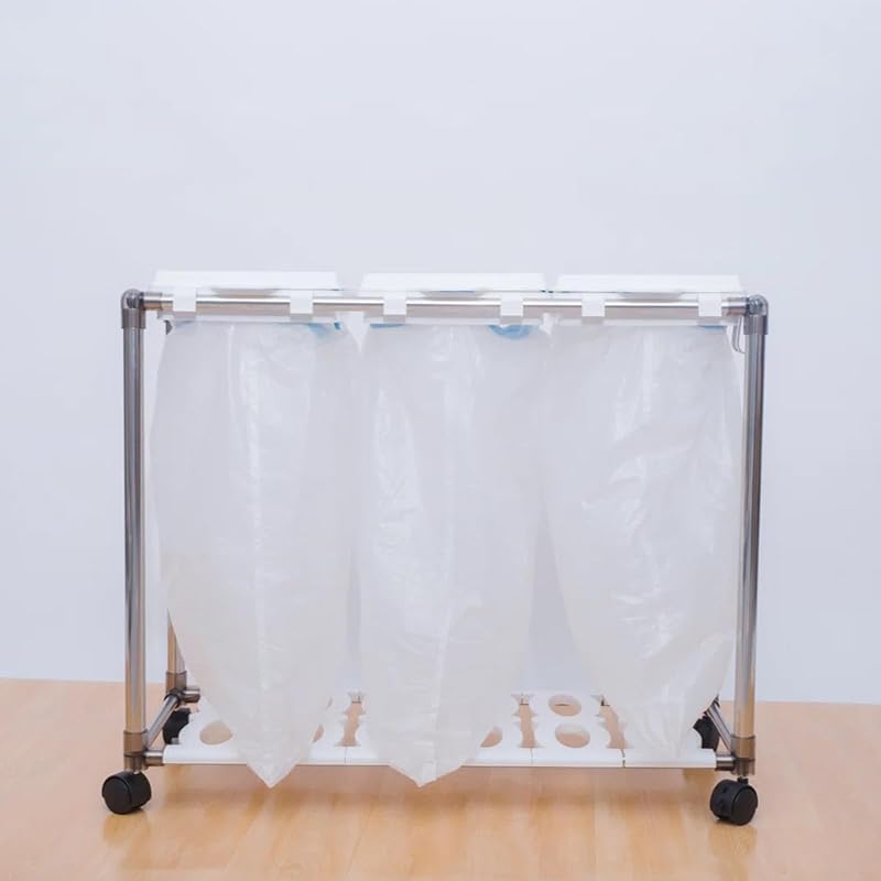 

HeGeed Garbage bag holder (3 classifications x 30L) trash can With lid sorting trash can with casters 90L large capacity Separated trash can garbage