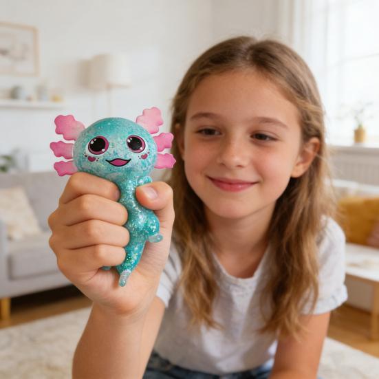 Glittery Salamander Squeeze Toy Soft Slow Rebound Stress Relief Fidget with Transparent Glitter Cute Decompression Gift